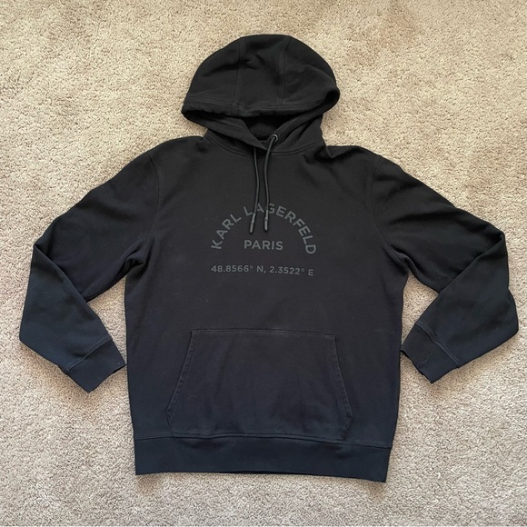 Karl Lagerfeld Other - Karl Lagerfeld Medium Black Paris Latitude Longitude Pullover Hoodie Sweatshirt